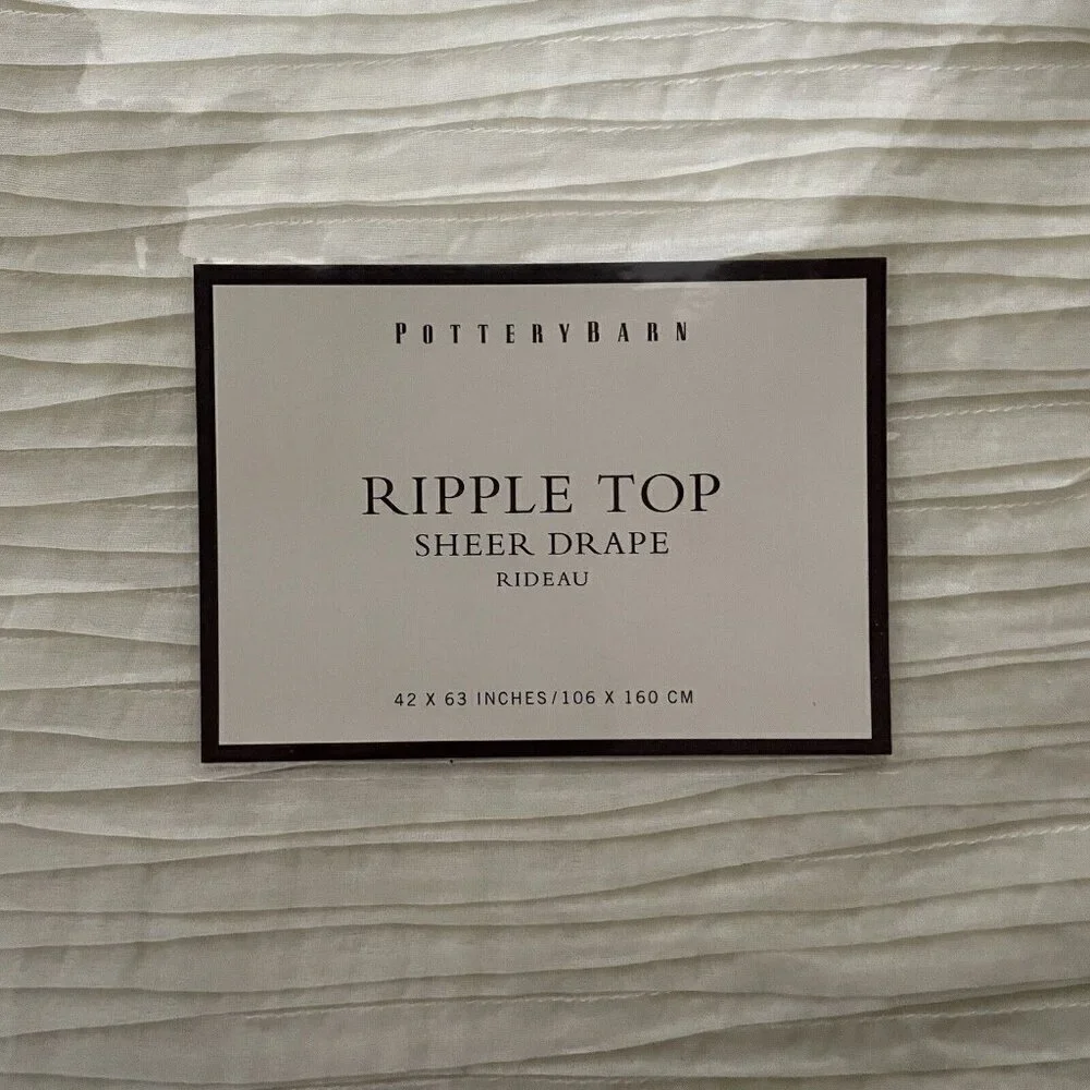 Pottery Barn Ripple Top Sheer Drape Ivory Cotton Organdy 42